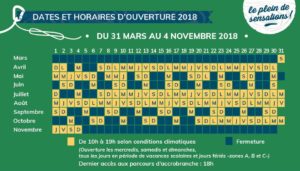 Calendrier d'ouverture du parc